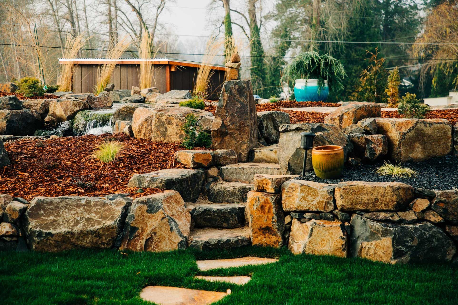Stone Stairway Hardscape Grants Pass Oregon Andreatta Waterscapes